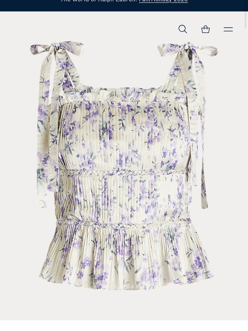 Polo by Ralph Lauren Pleated Floral Satin Tank Top 4